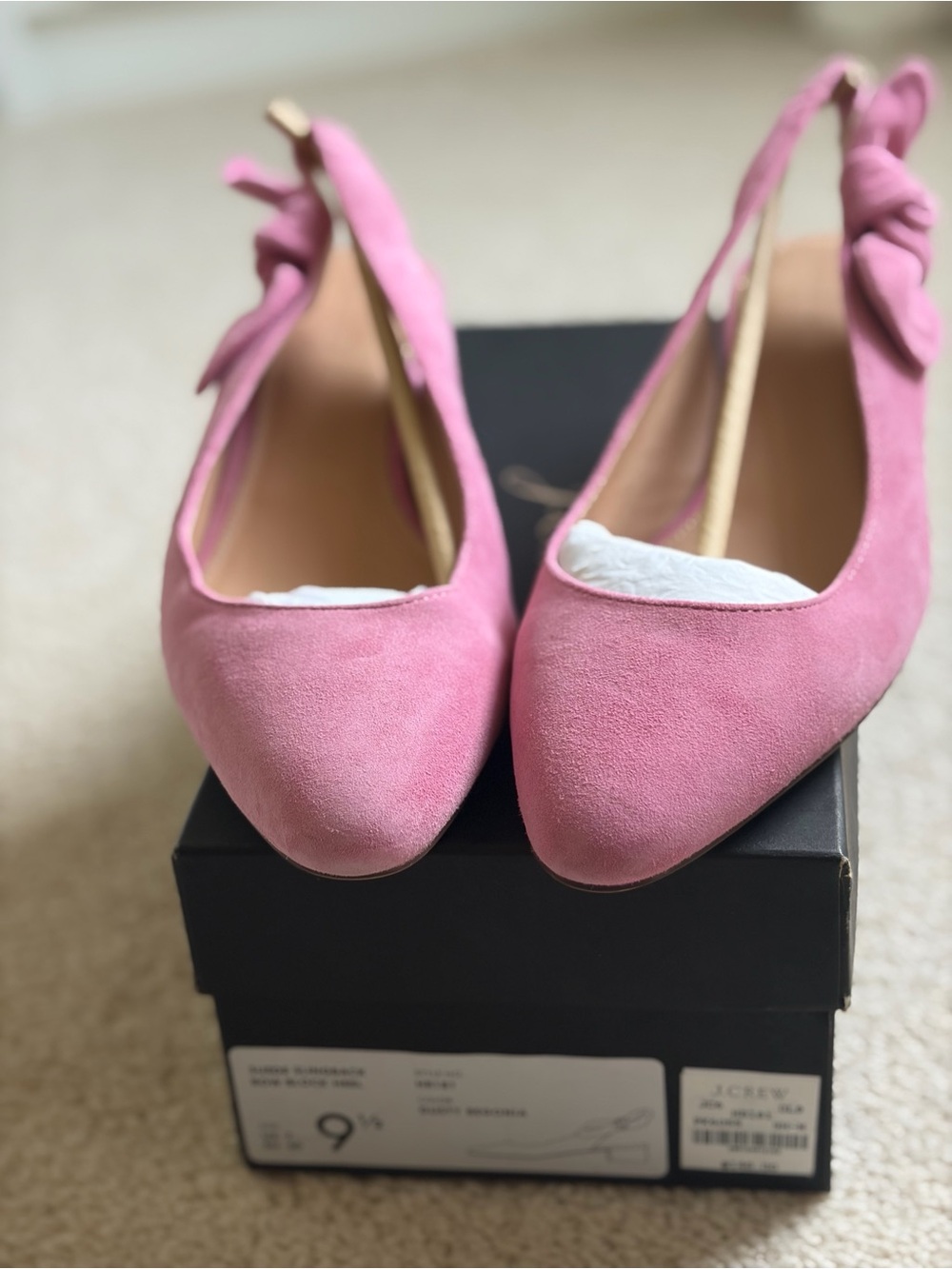 J. Crew Women’s Pink Suede Slingback Heels with Bow - Picture 7 of 8